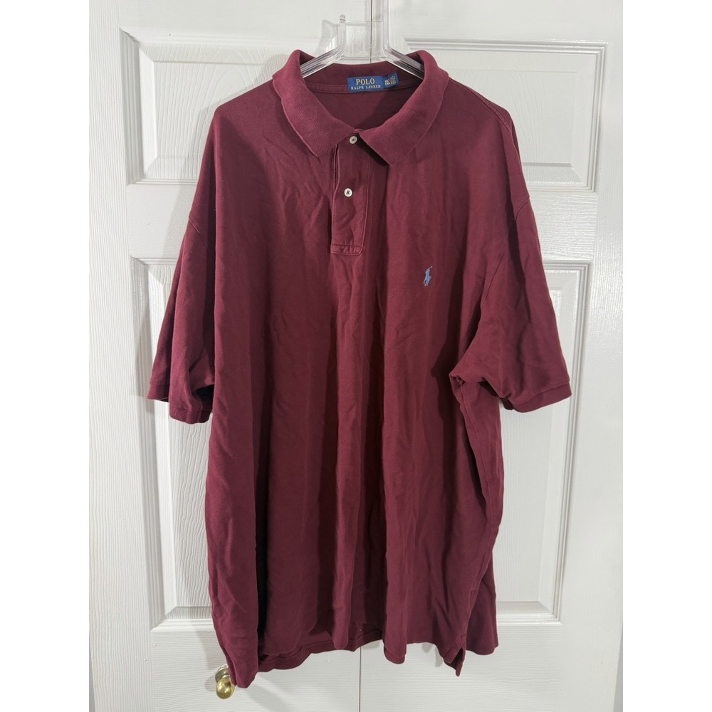 Polo Ralph Lauren Polo Shirt Mens 4XLT Red burgundy Blue Pony Logo all cotton